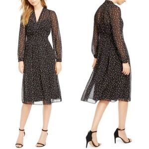 ANNE KLEIN Black Long Sleeve Midi Dress